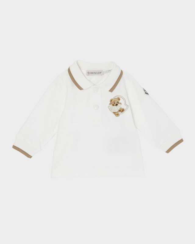 Boy's Embroidered Logo Long-Sleeve Polo Shirt, Size 9M-3